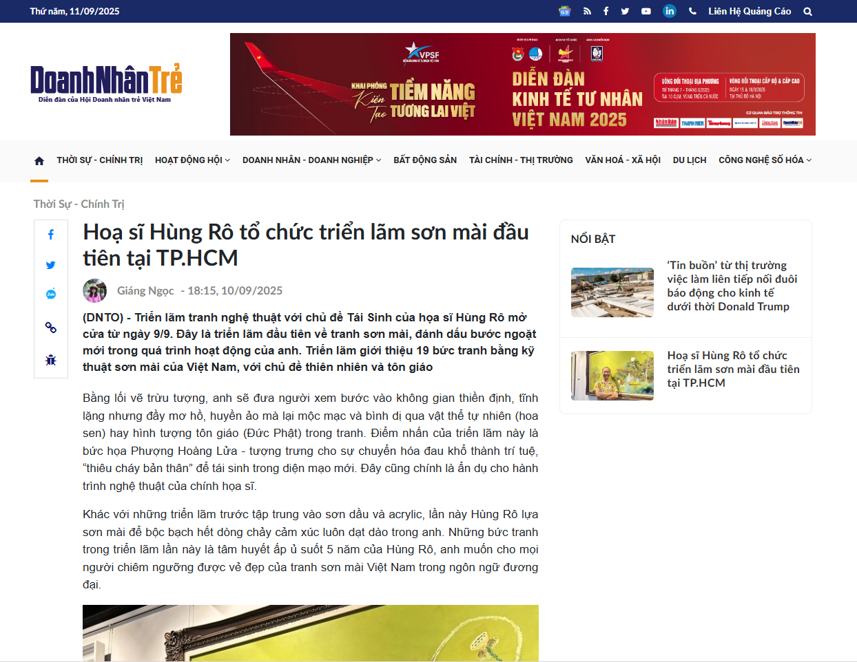 Hoạ sĩ Hùng Rô tổ chức triển lãm sơn mài đầu tiên tại TP.HCM