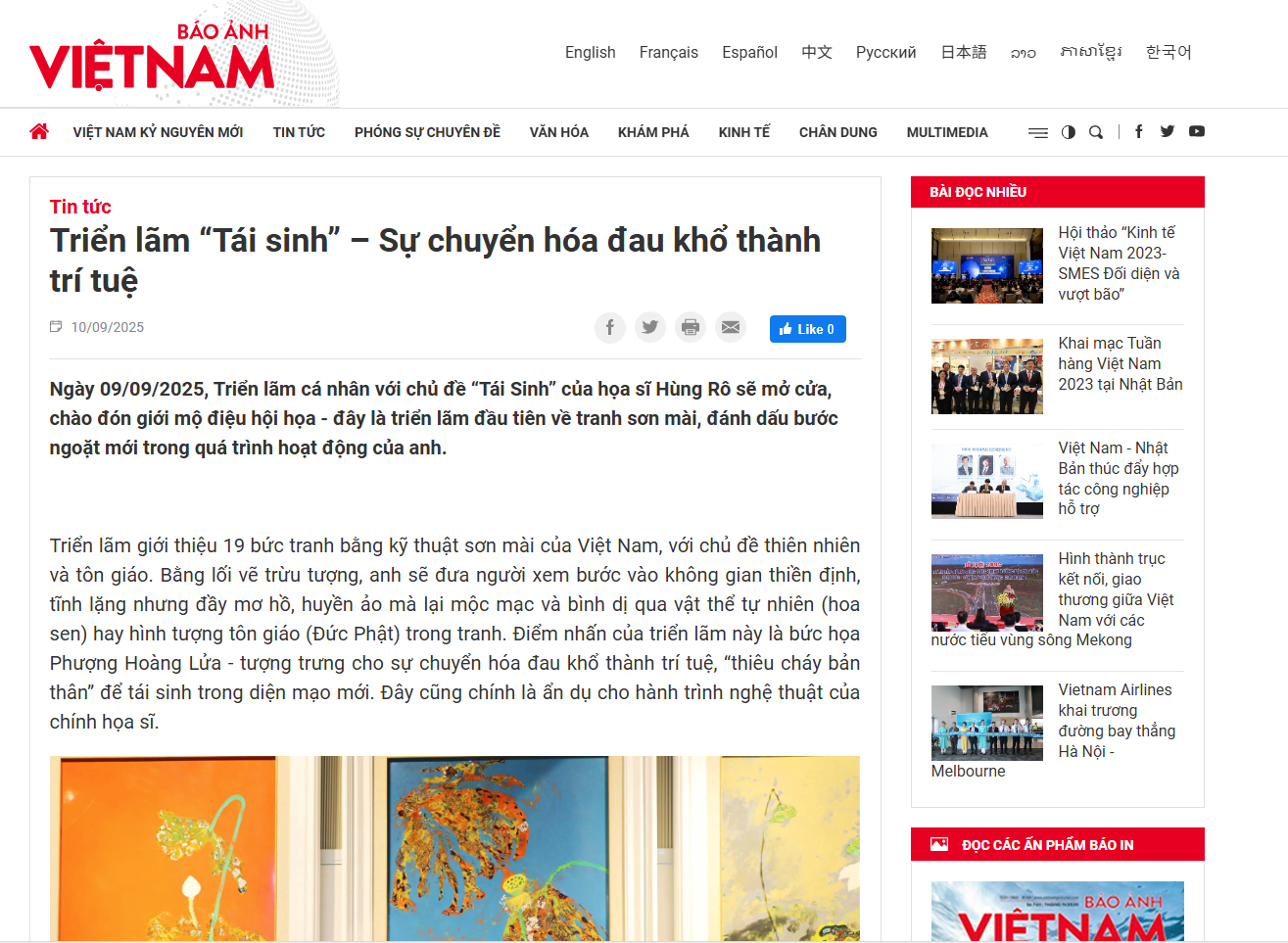 Triển lãm “Tái sinh” – Sự chuyển hóa đau khổ thành trí tuệ